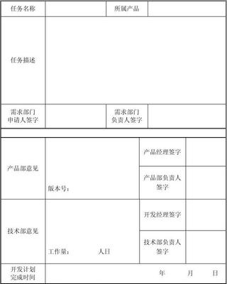 产品需求开发工作任务单模板（技术开发）